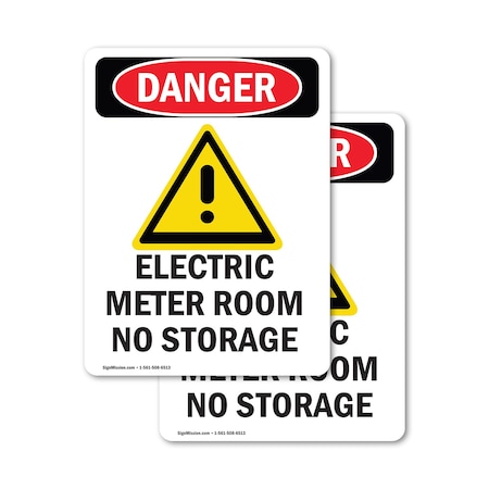 Signmission Electric Meter Room Danger Sign, Vinyl Decal, 12in W x 18in L, 2PK OS-2PACK-DS-D-1218-V-1192